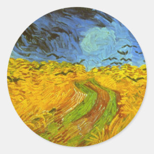 Vincent van Gogh Wheat Field with Crows Classic Round Sticker