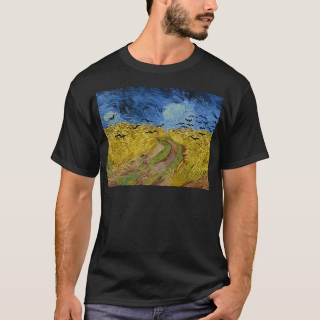 Vincent Van Gogh - Wheat Field with Crows Painting T-Shirt (Front)