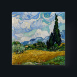 Vincent Van Gogh - Wheat Field with Cypresses 15 Cm Square Badge<br><div class="desc">Wheat Field with Cypresses / Champ de ble avec cypres - Vincent Van Gogh,  July 1889</div>