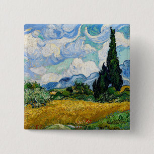 Vincent Van Gogh - Wheat Field with Cypresses 15 Cm Square Badge
