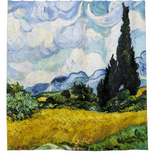 Vincent Van Gogh Wheat Field with Cypresses (1889) Shower Curtain