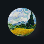 Vincent Van Gogh Wheat Field with Cypresses 3 Cm Round Badge<br><div class="desc">Vincent Van Gogh Wheat Field with Cypresses Vintage Fine Art Button</div>