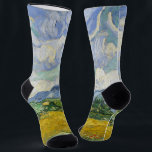 Vincent Van Gogh Wheat Field With Cypresses Art Socks<br><div class="desc">Beautiful vintage artwork from 1889 by the famous painter Vincent Van Gogh,  one of my favourite artists from the impressionist period. This impressionism landscape art features tall green cypresses set against pretty swirling clouds above a wheat field on cute art socks.</div>
