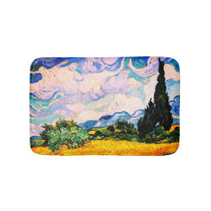 Vincent Van Gogh Wheat Field with Cypresses Bath Mat