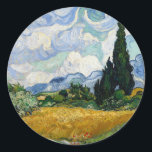 Vincent Van Gogh Wheat Field With Cypresses Classic Round Sticker<br><div class="desc">Vincent Van Gogh Wheat Field With Cypresses Fine Art A Wheatfield with Cypresses (occasionally called A Cornfield with Cypresses) is any of three similar 1889 oil paintings by Vincent van Gogh, as part of his wheat field series. All were executed at the Saint-Paul-de-Mausole mental asylum at Saint-Remy near Arles, France,...</div>