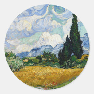 Vincent Van Gogh Wheat Field With Cypresses Classic Round Sticker