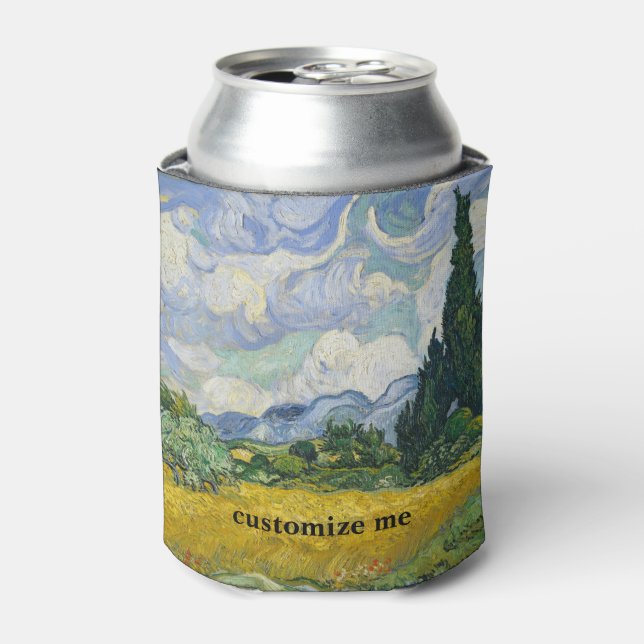 Vincent Van Gogh Wheat Field with Cypresses Custom Can Cooler (Can Front)