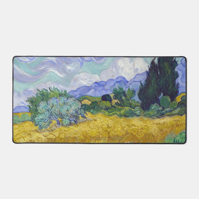 Vincent Van Gogh - Wheat Field with Cypresses Desk Mat (Front)