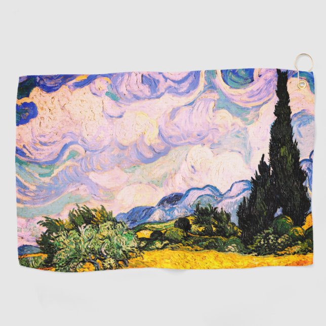 Vincent Van Gogh Wheat Field with Cypresses  Golf Towel (Horizontal)