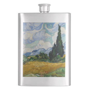 Vincent Van Gogh Wheat Field With Cypresses Hip Flask