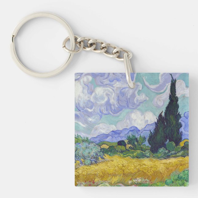 Vincent Van Gogh - Wheat Field with Cypresses Key Ring (Front)