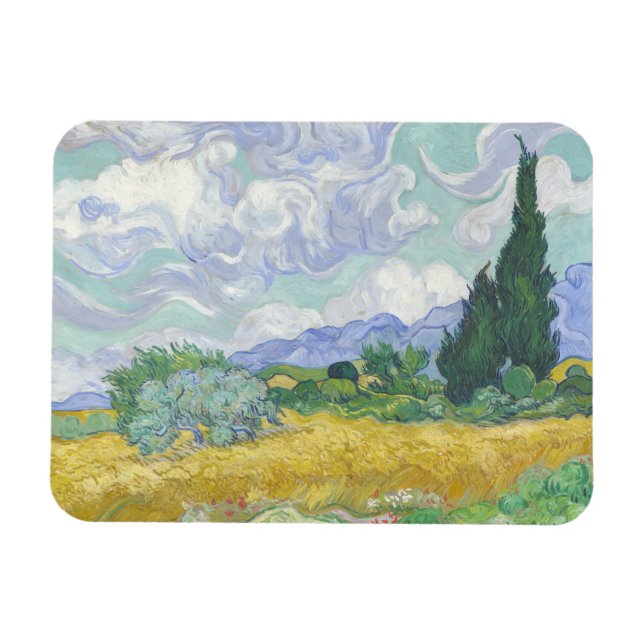 Vincent Van Gogh, Wheat Field with Cypresses Magnet (Horizontal)