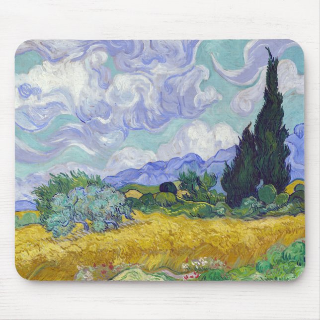 Vincent Van Gogh - Wheat Field with Cypresses Mouse Mat (Front)