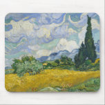Vincent Van Gogh Wheat Field with Cypresses Mouse Mat<br><div class="desc">Beautiful artwork from 1889 by the famous painter Vincent Van Gogh,  one of my favourite artists from the impressionist period. This impressionism landscape art features tall green cypresses set against pretty swirling clouds above a wheat field.</div>