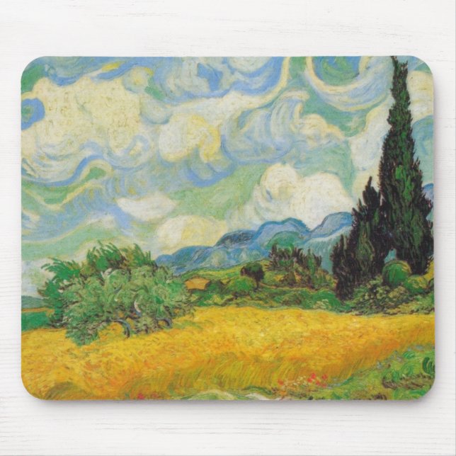 Vincent Van Gogh - Wheat Field with Cypresses Mouse Mat (Front)