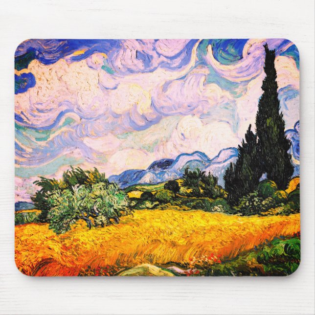 Vincent Van Gogh Wheat Field with Cypresses Mouse Mat (Front)