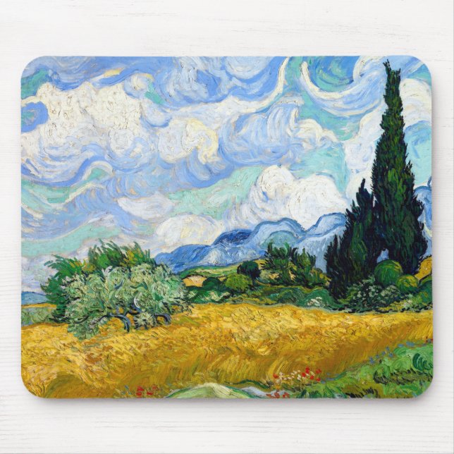 Vincent van Gogh Wheat Field with Cypresses Mouse Mat (Front)