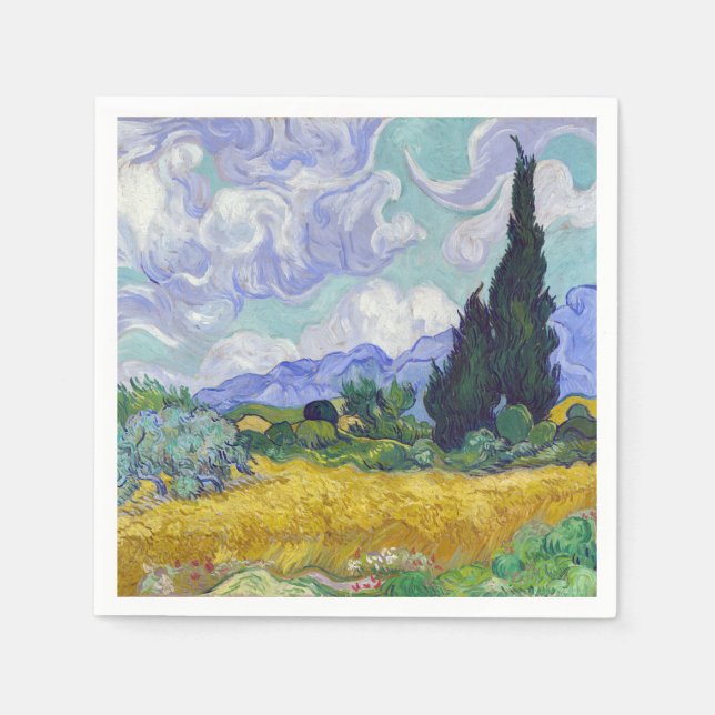 Vincent Van Gogh - Wheat Field with Cypresses Napkin (Front)