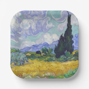 Vincent Van Gogh - Wheat Field with Cypresses Paper Plate