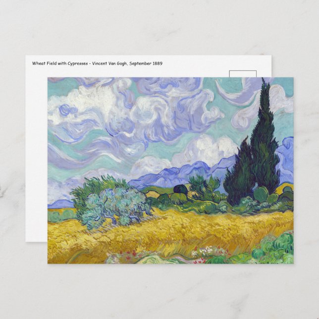Vincent Van Gogh - Wheat Field with Cypresses Postcard (Front/Back)