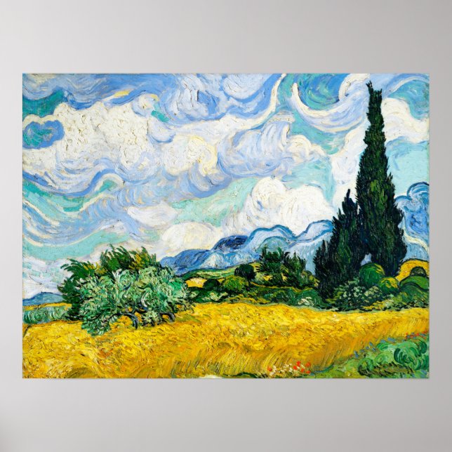 Vincent Van Gogh Wheat Field with Cypresses Poster (Front)