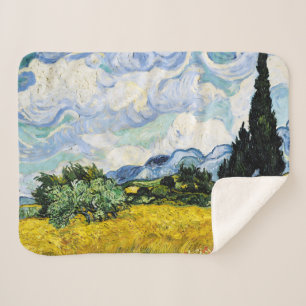 Vincent Van Gogh Wheat Field with Cypresses Sherpa Blanket