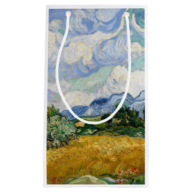 Vincent Van Gogh Wheat Field With Cypresses Small Gift Bag (Front)
