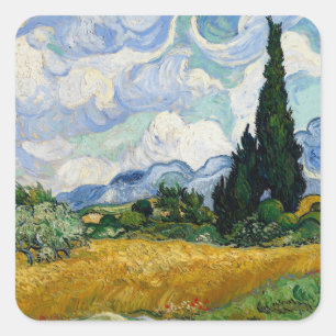 Vincent Van Gogh Wheat Field With Cypresses Square Sticker