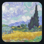 Vincent Van Gogh - Wheat Field with Cypresses Square Sticker<br><div class="desc">Wheat Field with Cypresses / Champ de ble avec cypres - Vincent Van Gogh,  September 1889</div>