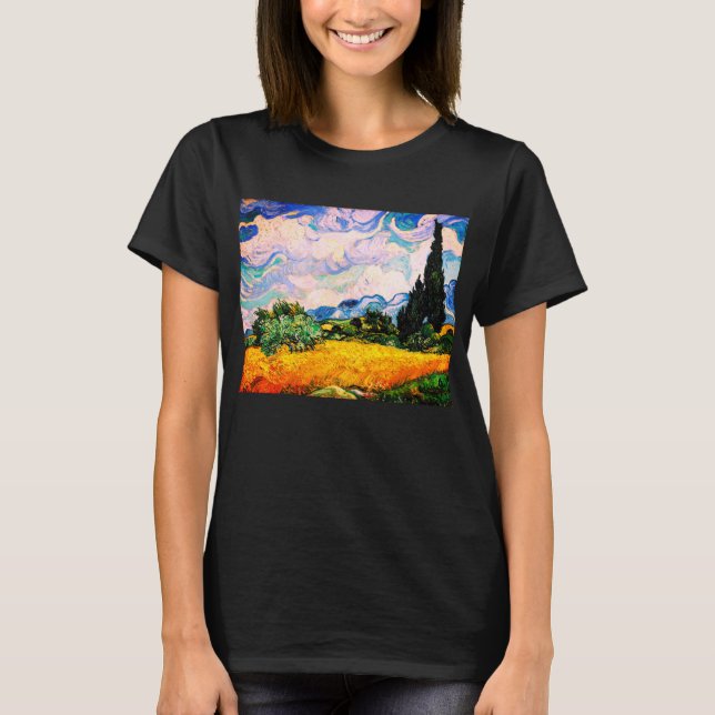 Vincent Van Gogh Wheat Field with Cypresses T-Shirt (Front)