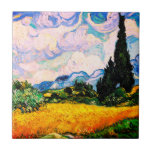 Vincent Van Gogh Wheat Field with Cypresses   Tile<br><div class="desc">Pretty , Vintage , Beautiful painting Vincent Van Gogh Wheat Field with Cypresses.This is an old masterpiece from the dutch master painter Vincent Van Gogh. This painting is a part of his wheat field series. This series of natural landscapse paintings were inspired by the view of the Alpilles mountains .This...</div>