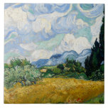 Vincent van Gogh - Wheat Field with Cypresses Tile<br><div class="desc">Wheat Field with Cypresses by Vincent van Gogh, 1889. Vincent van Gogh was a Dutch Post-Impressionist painter who is among the most famous and influential figures in the history of Western art. In just over a decade he created approximately 2100 artworks, including around 860 oil paintings, most of them in...</div>