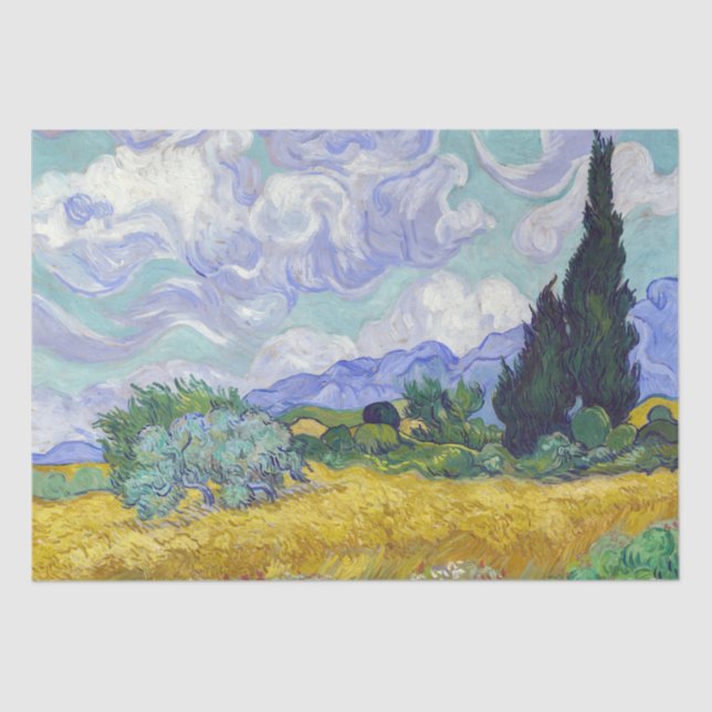Vincent Van Gogh - Wheat Field with Cypresses Tissue Paper (Front)