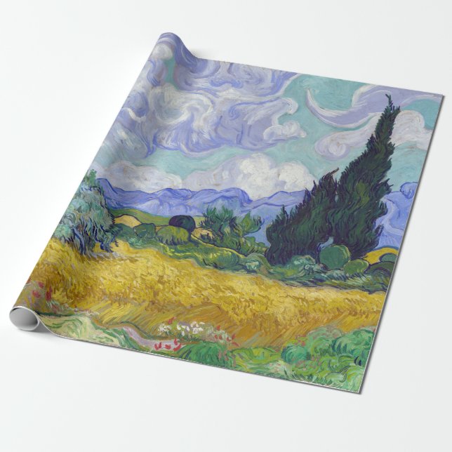 Vincent Van Gogh - Wheat Field with Cypresses Wrapping Paper (Unrolled)