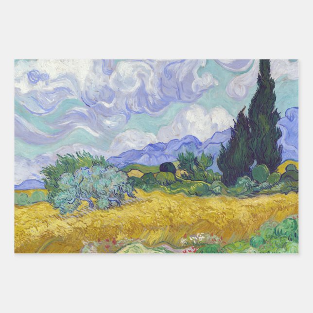 Vincent Van Gogh - Wheat Field with Cypresses Wrapping Paper Sheet (Front)