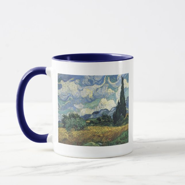 Vincent van Gogh  Wheat Fields With Cypresses Mug (Left)