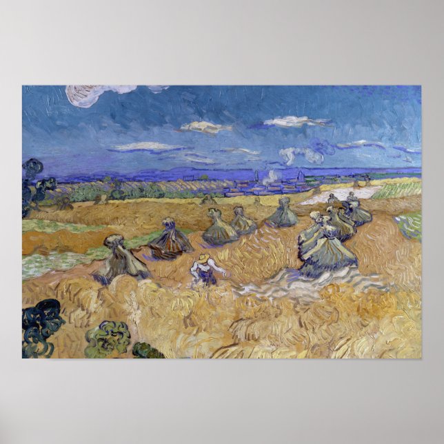 Vincent van Gogh - Wheat Stacks with Reaper Poster (Front)