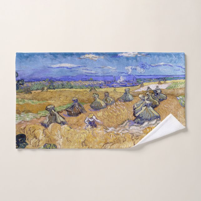 Vincent van Gogh - Wheat Stacks with Reapers Bath Towel Set (Hand Towel)
