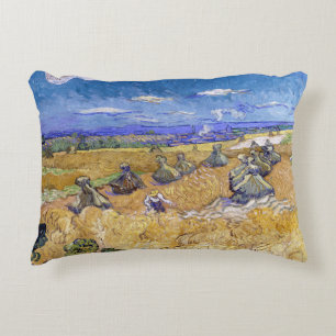 Vincent van Gogh - Wheat Stacks with Reapers Decorative Cushion