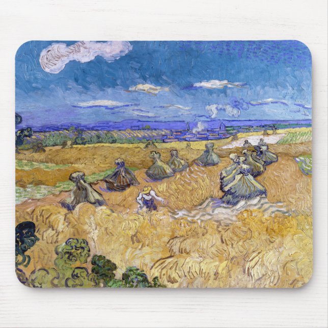 Vincent van Gogh - Wheat Stacks with Reapers Mouse Mat (Front)