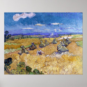 Vincent van Gogh - Wheat Stacks with Reapers Poster