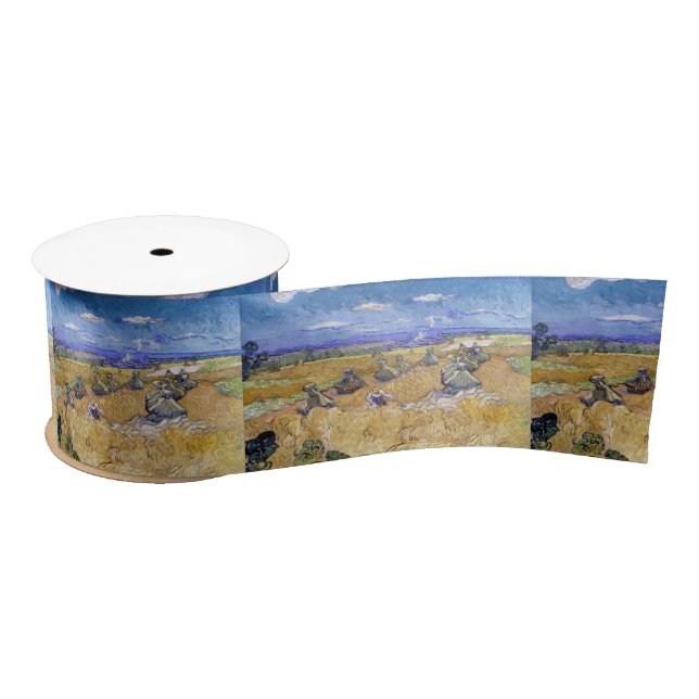 Vincent van Gogh - Wheat Stacks with Reapers Satin Ribbon (Spool)