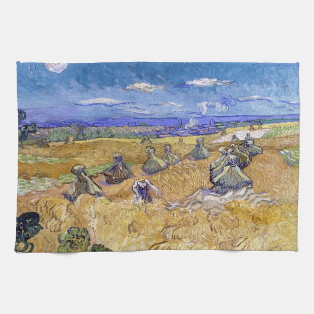 Vincent van Gogh - Wheat Stacks with Reapers Tea Towel (Horizontal)