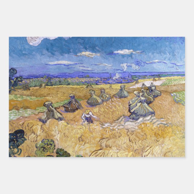 Vincent van Gogh - Wheat Stacks with Reapers Wrapping Paper Sheet (Front)