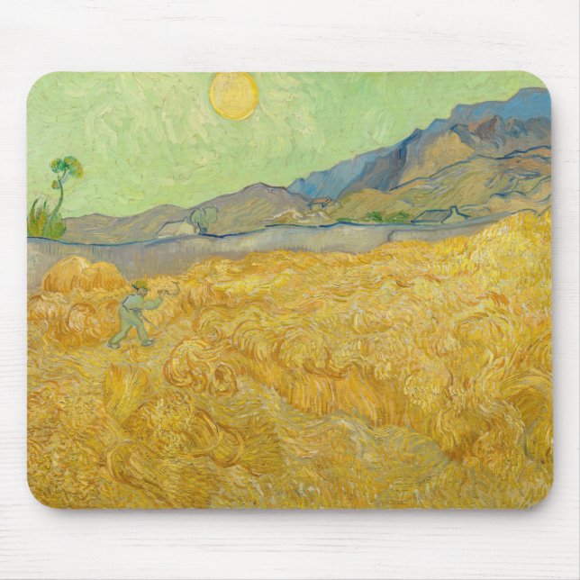 Vincent van Gogh - Wheatfield with a Reaper Mouse Mat (Front)
