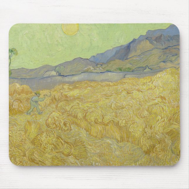 Vincent van Gogh - Wheatfield with a Reaper Mouse Mat (Front)