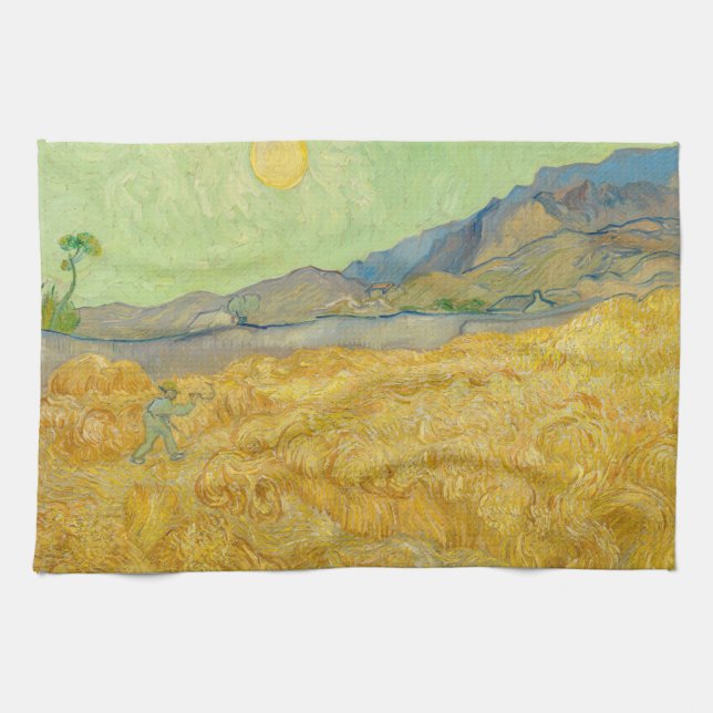 Vincent van Gogh - Wheatfield with a Reaper Tea Towel (Horizontal)