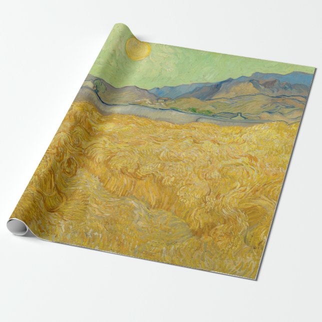 Vincent van Gogh - Wheatfield with a Reaper Wrapping Paper (Unrolled)
