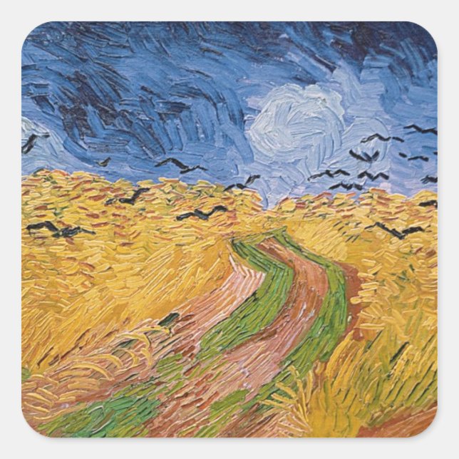 Vincent van Gogh | Wheatfield with Crows, 1890 Square Sticker (Front)