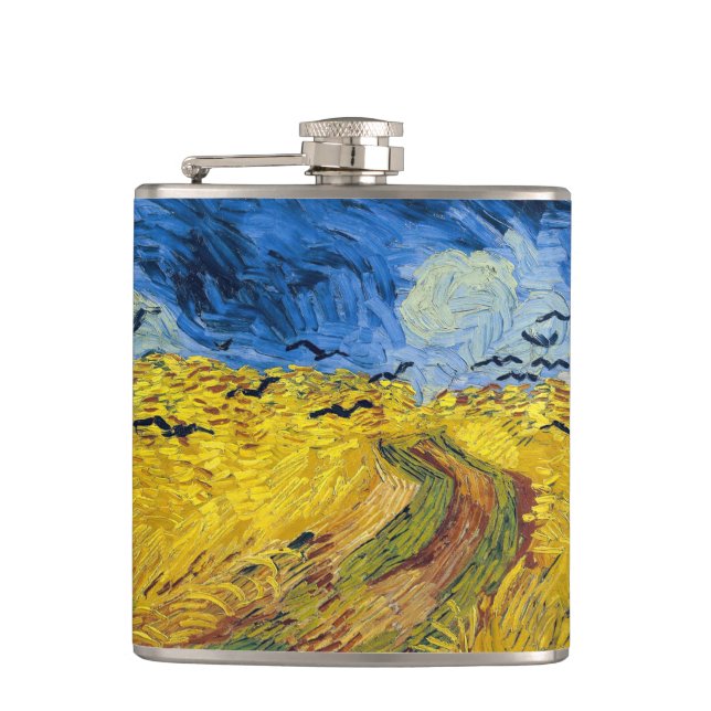 Vincent van Gogh - Wheatfield with Crows Hip Flask (Front)